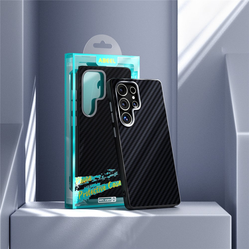 ABEEL For Samsung Galaxy S24 Ultra Case Compatible with MagSafe Carbon Fiber Texture Back Cover