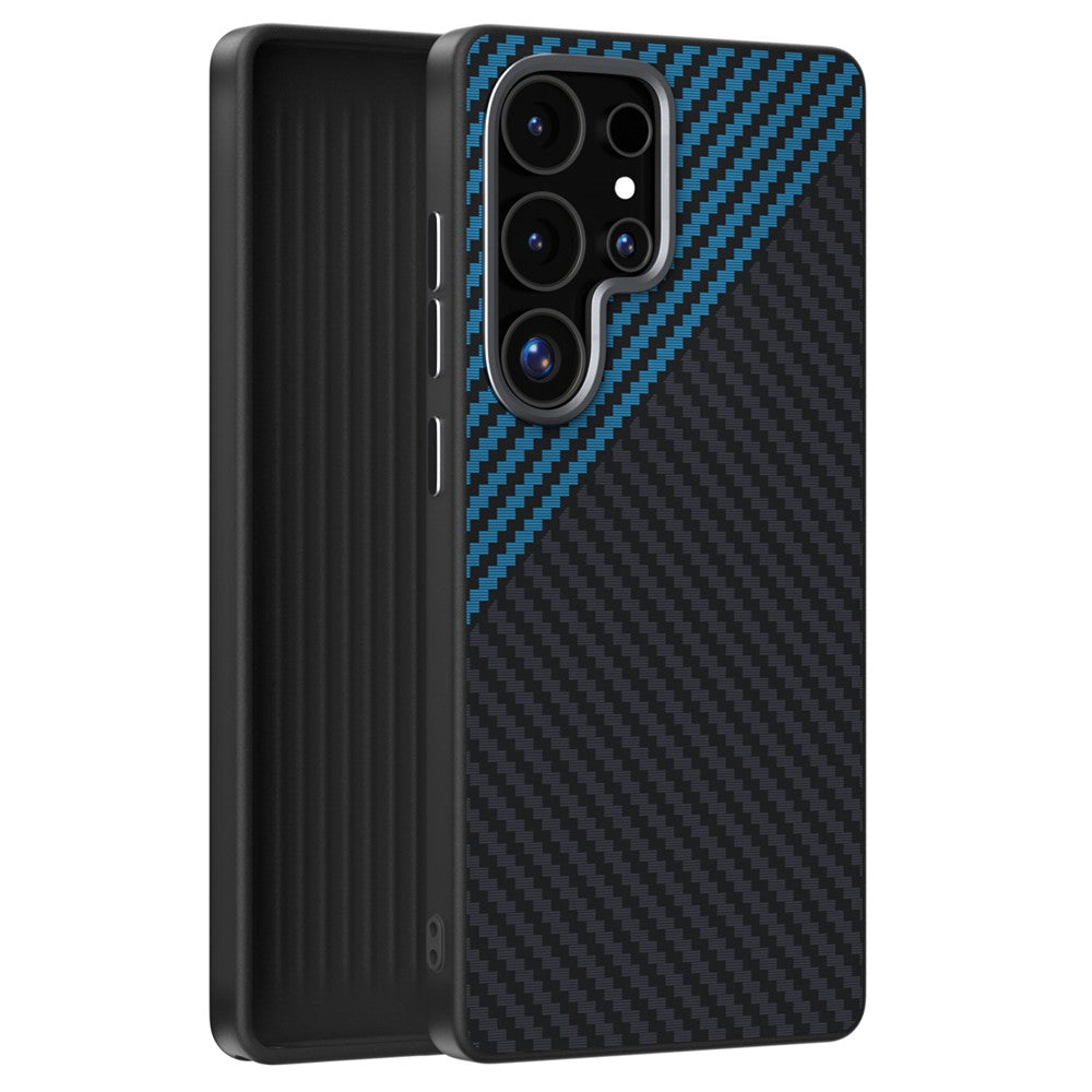 ABEEL For Samsung Galaxy S24 Ultra Case Compatible with MagSafe Carbon Fiber Texture Back Cover