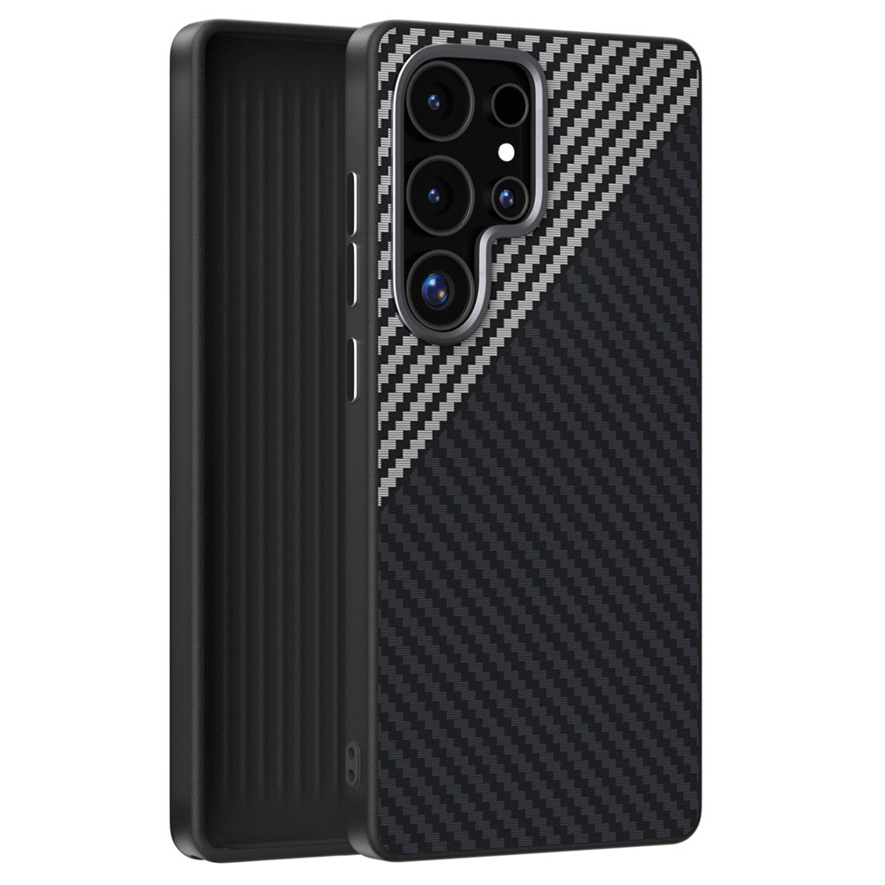 ABEEL For Samsung Galaxy S24 Ultra Case Compatible with MagSafe Carbon Fiber Texture Back Cover