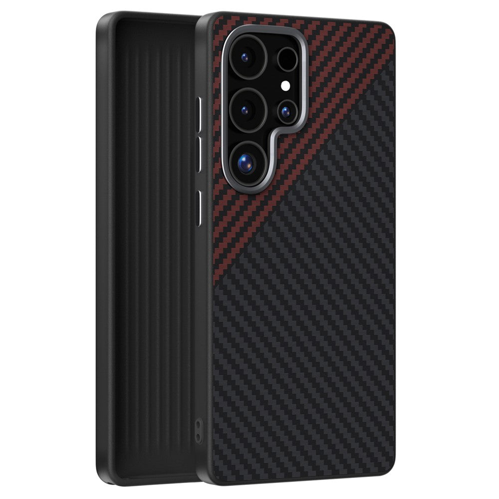 ABEEL For Samsung Galaxy S24 Ultra Case Compatible with MagSafe Carbon Fiber Texture Back Cover