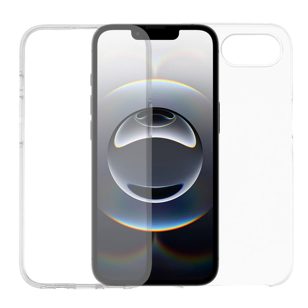 Coque pour iPhone 16e avec cadre en TPU, dos en acrylique transparent et film PET