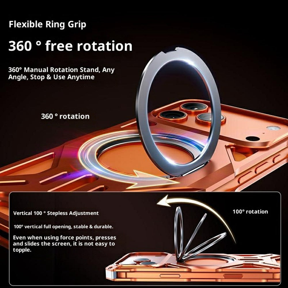 For iPhone 17 Pro Max Case Kickstand Frameless Aluminum Alloy + Silicone Phone Bumper Cover