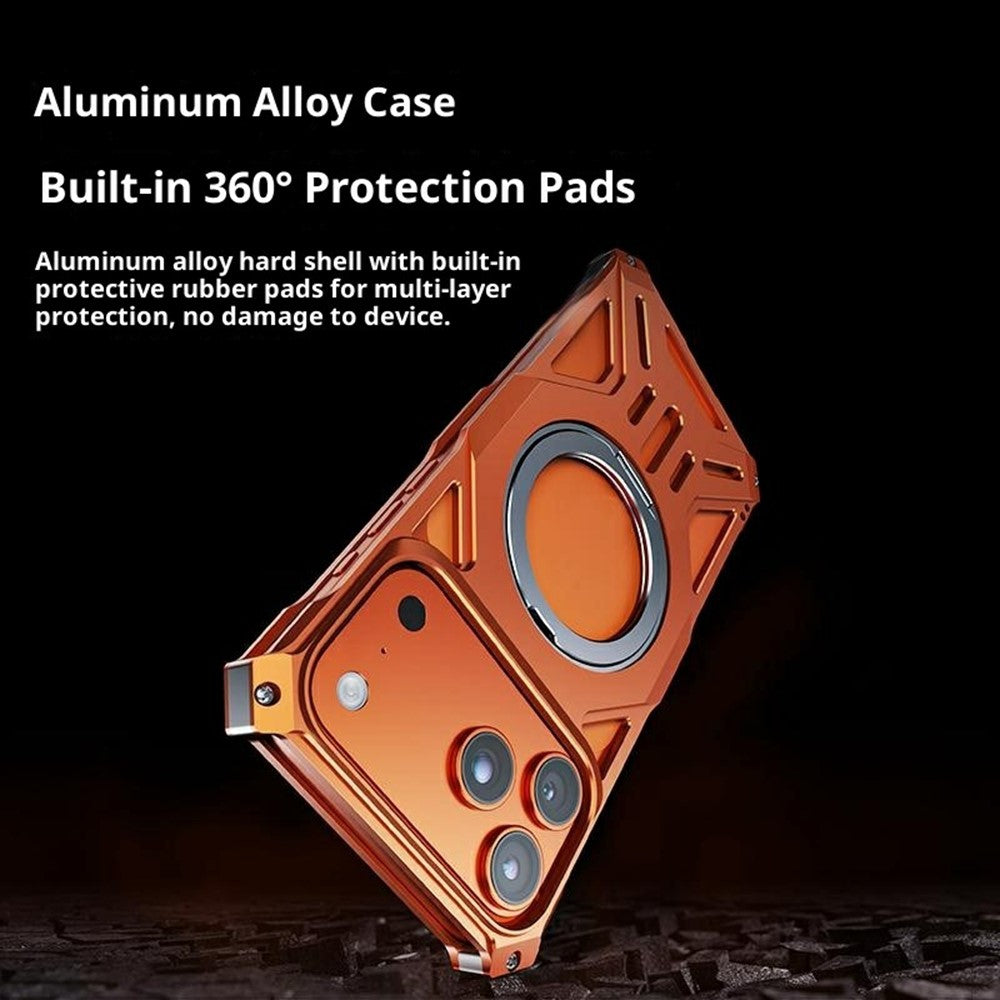 Coque pour iPhone 17 Pro avec support intégré, sans cadre, en alliage d'aluminium et protection antichoc en silicone