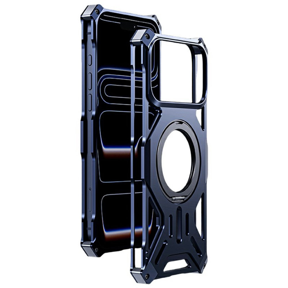 Coque pour iPhone 17 Pro avec support intégré, sans cadre, en alliage d'aluminium et protection antichoc en silicone