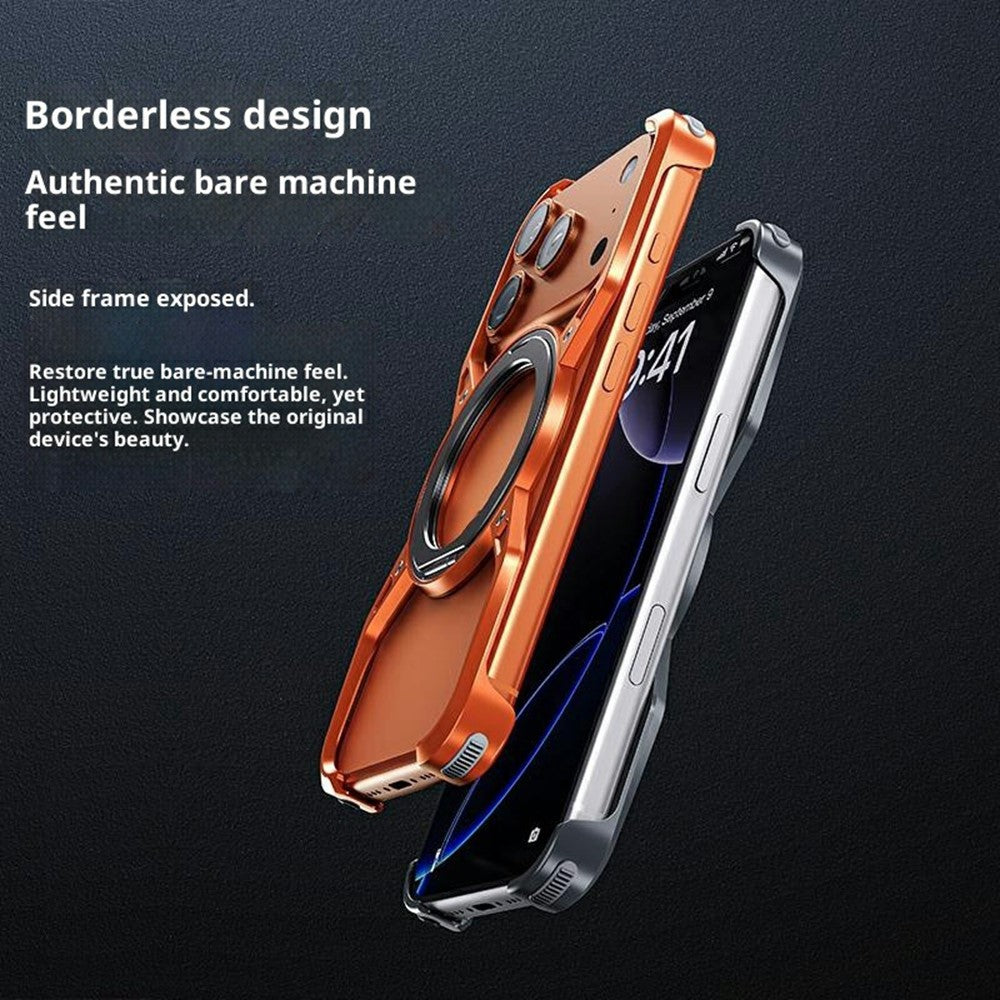 For iPhone 17 Pro Max Case Kickstand Frameless Aluminum Alloy Bumper Phone Cover