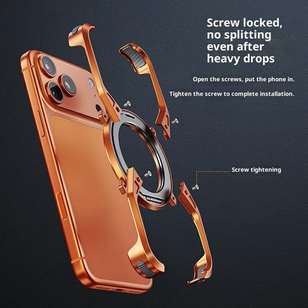 For iPhone 17 Pro Max Case Kickstand Frameless Aluminum Alloy Bumper Phone Cover