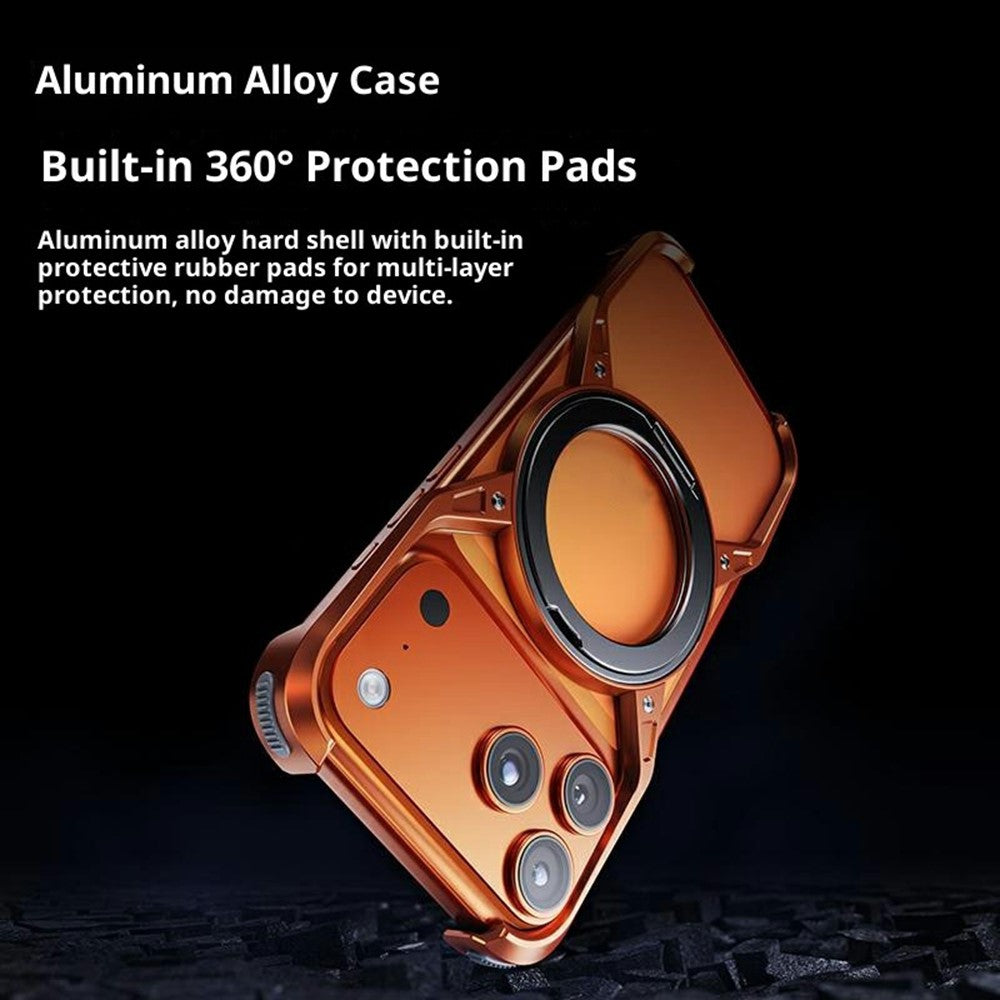 For iPhone 17 Pro Max Case Kickstand Frameless Aluminum Alloy Bumper Phone Cover