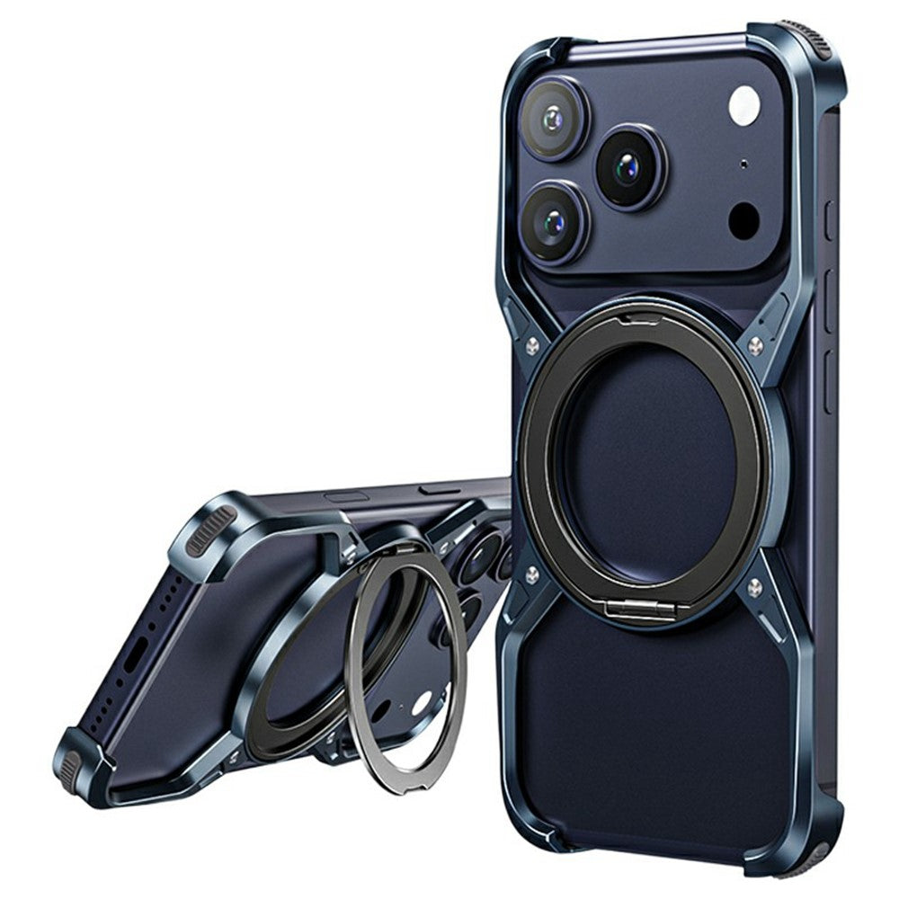 For iPhone 17 Pro Max Case Kickstand Frameless Aluminum Alloy Bumper Phone Cover