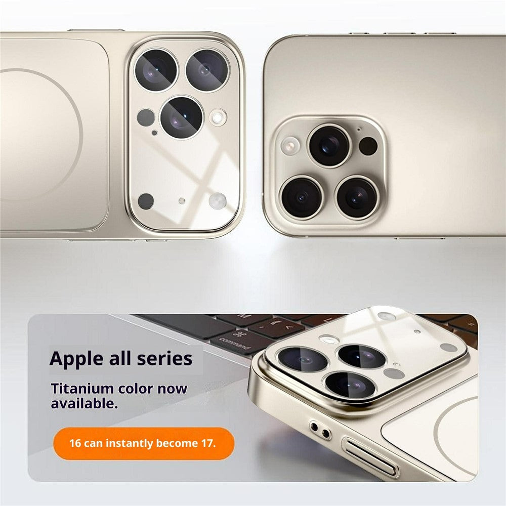 For iPhone 17 Pro Max Magnetic Case Ultra Thin PC Phone Cover with Matte Corning Gorilla Glass Lens Protector