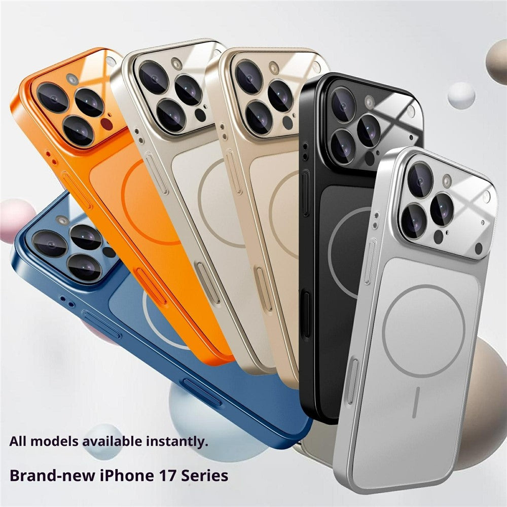 For iPhone 17 Pro Magnetic Case Ultra Thin PC Phone Cover with Matte Corning Gorilla Glass Lens Protector