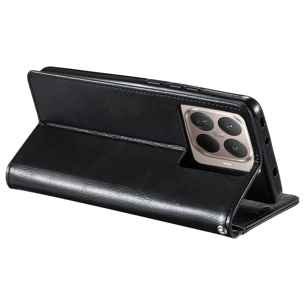 For Xiaomi 15T Pro Case 6 Card Slots PU Leather Anti-Fall Phone Cover with Wrist Strap