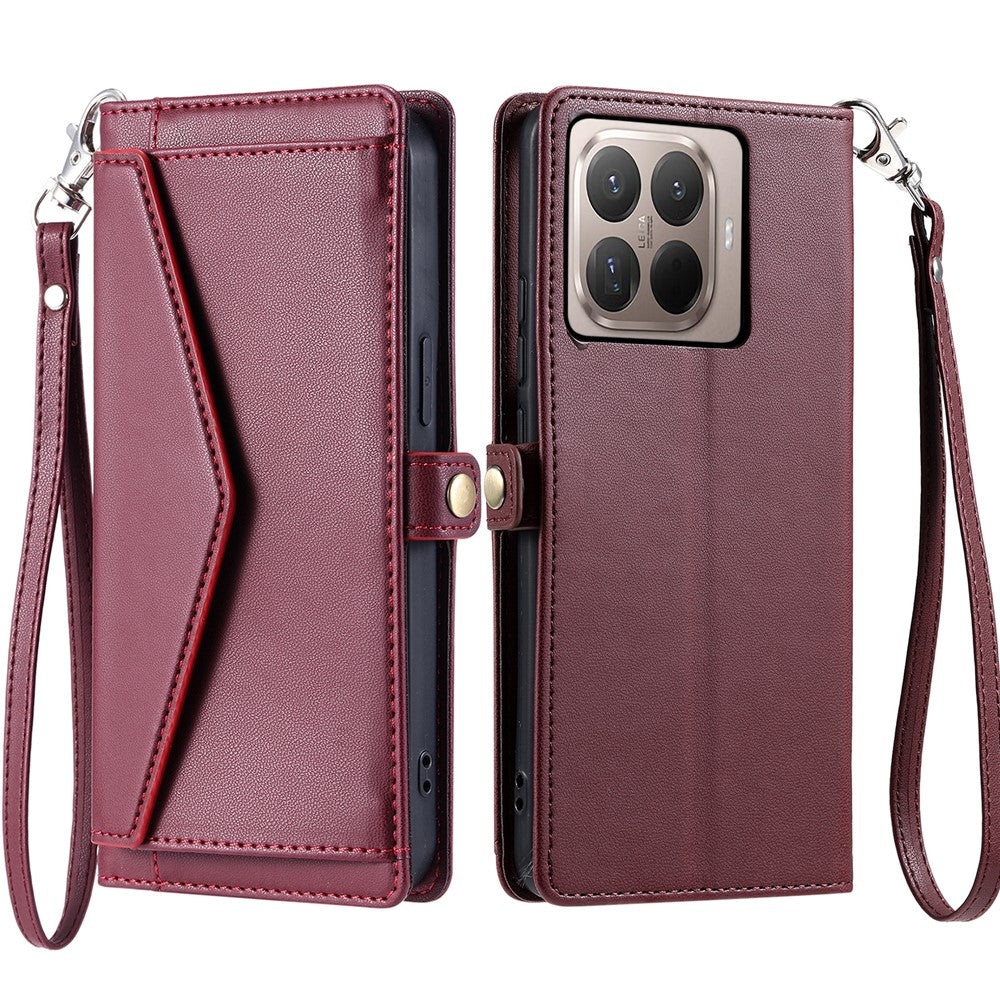 For Xiaomi 15T Pro Leather Case with Wrist Strap Wallet Stand Phone Cover