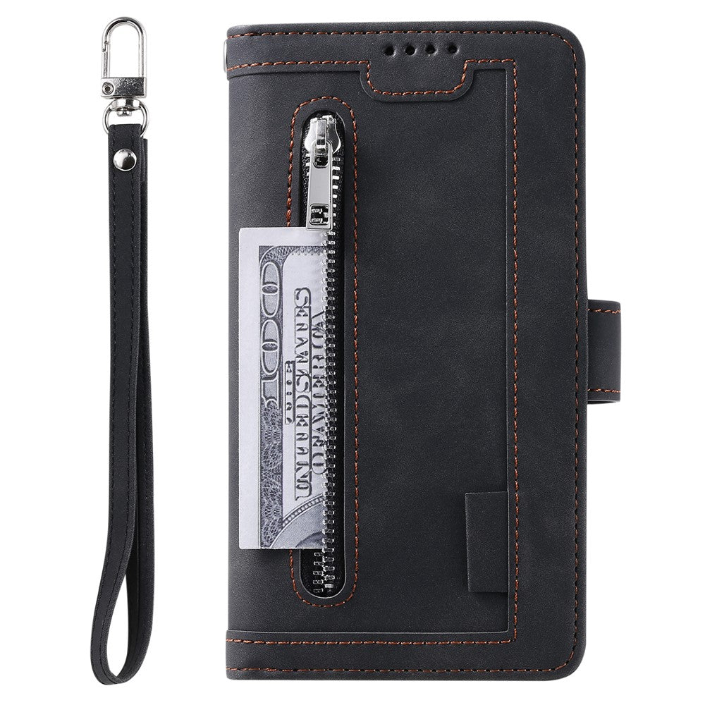 For Xiaomi 15T Pro Case 9 Card Slots Zipper Wallet PU Leather Phone Cover with Wrist Strap