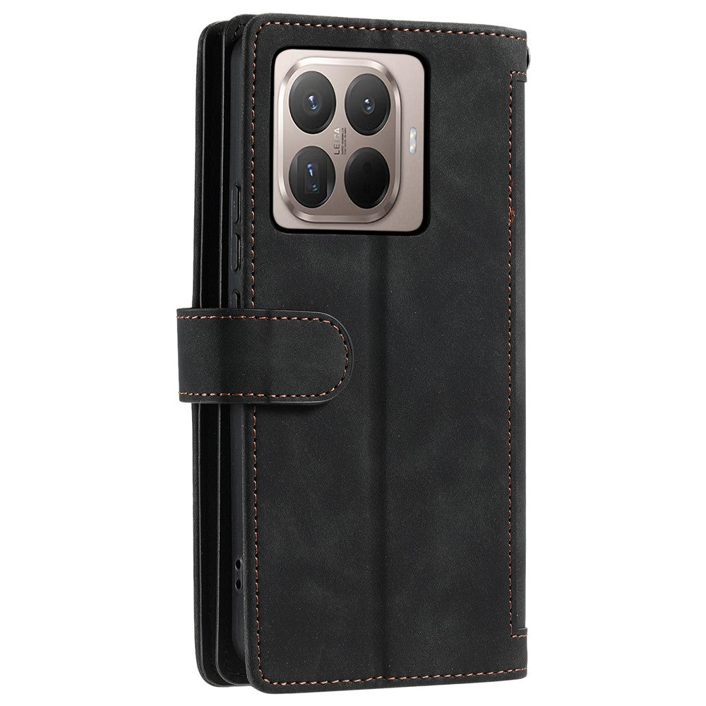 For Xiaomi 15T Pro Case 9 Card Slots Zipper Wallet PU Leather Phone Cover with Wrist Strap