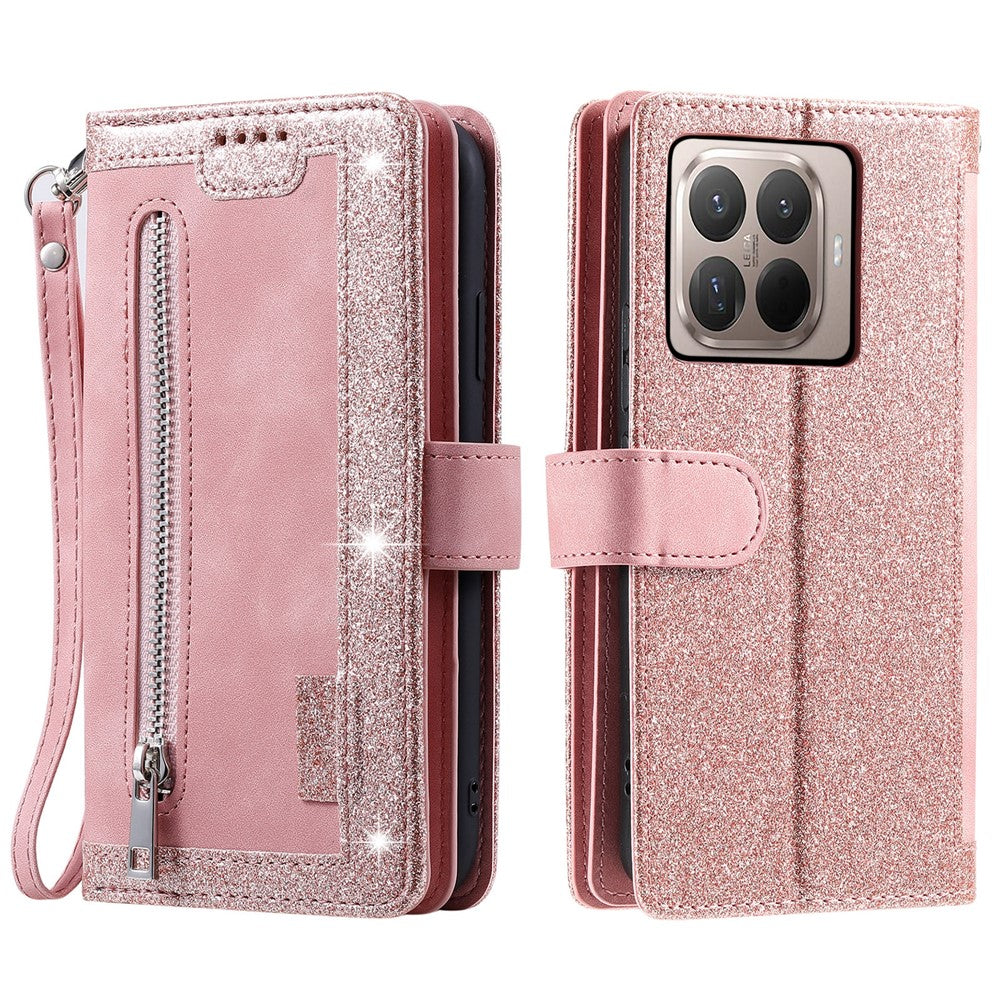 For Xiaomi 15T Pro Case 9 Card Slots Zipper Wallet PU Leather Phone Cover with Wrist Strap