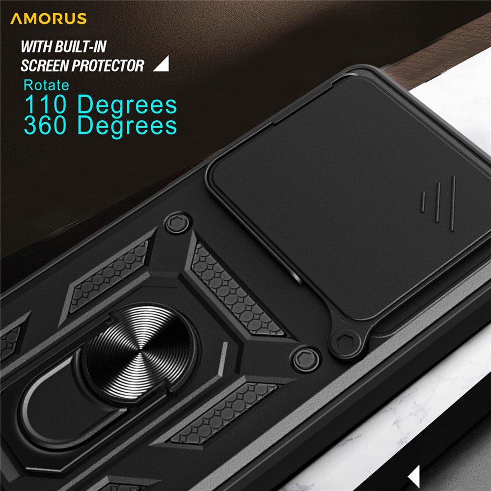 AMORUS For Xiaomi 15T Case Kickstand PC + TPU Phone Cover with Camera Lens Slider