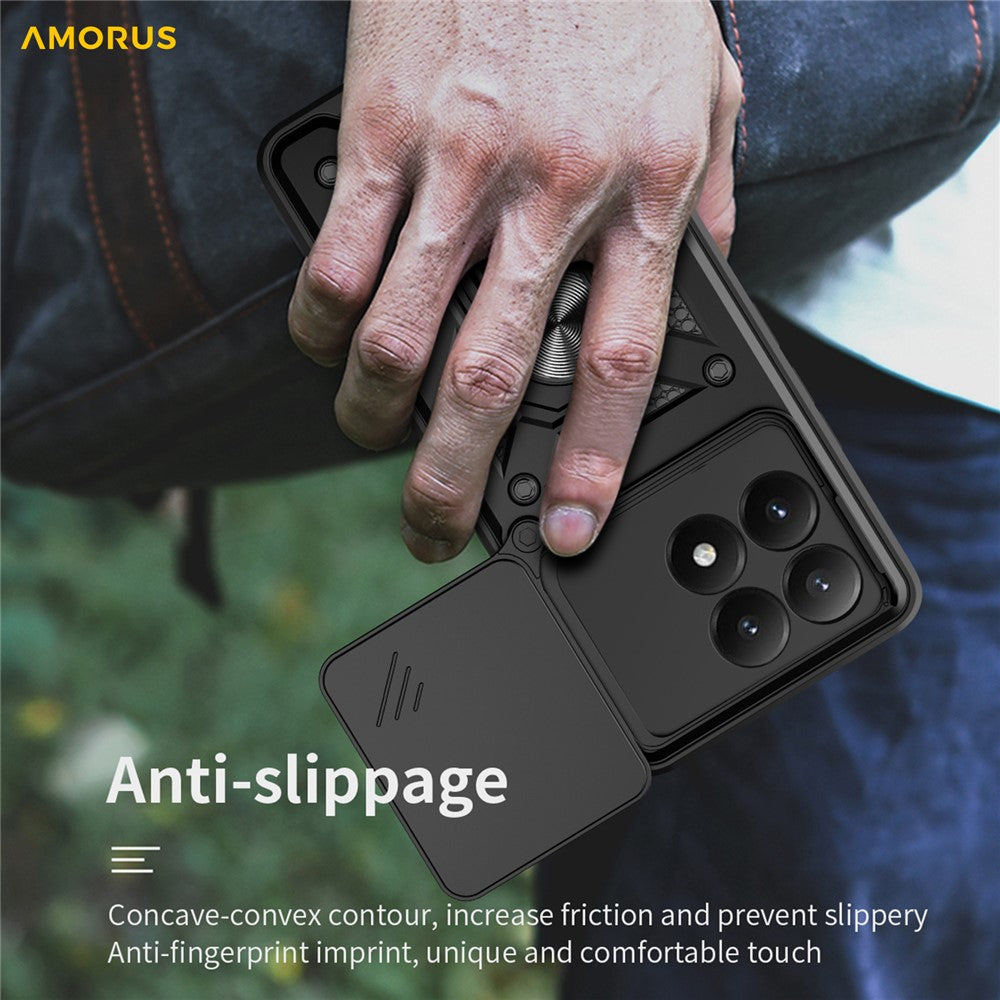 AMORUS For Xiaomi 15T Case Kickstand PC + TPU Phone Cover with Camera Lens Slider