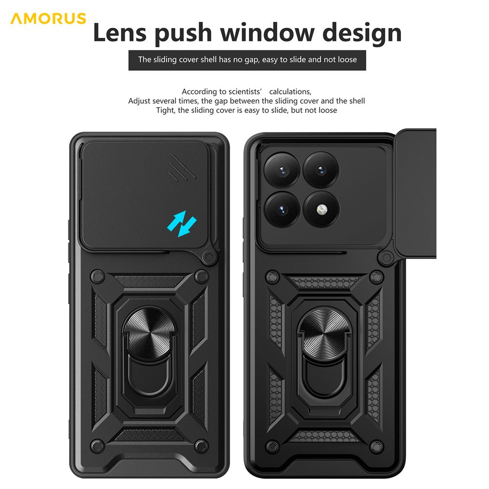 AMORUS For Xiaomi 15T Case Kickstand PC + TPU Phone Cover with Camera Lens Slider