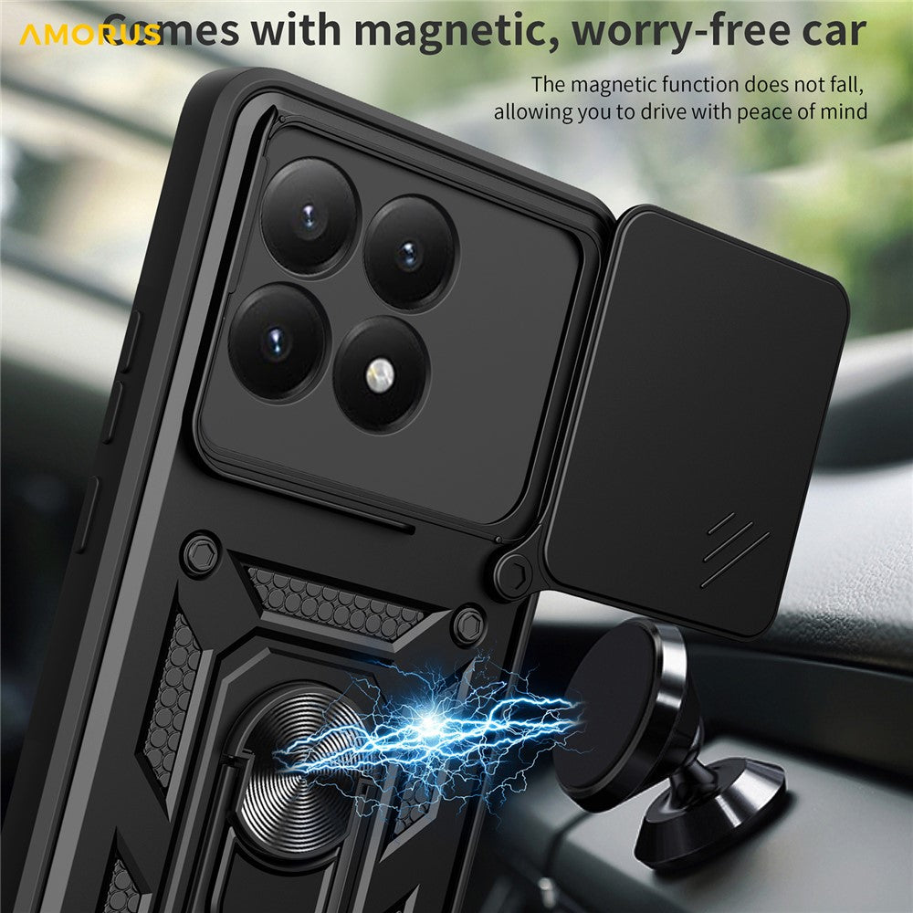 AMORUS For Xiaomi 15T Case Kickstand PC + TPU Phone Cover with Camera Lens Slider