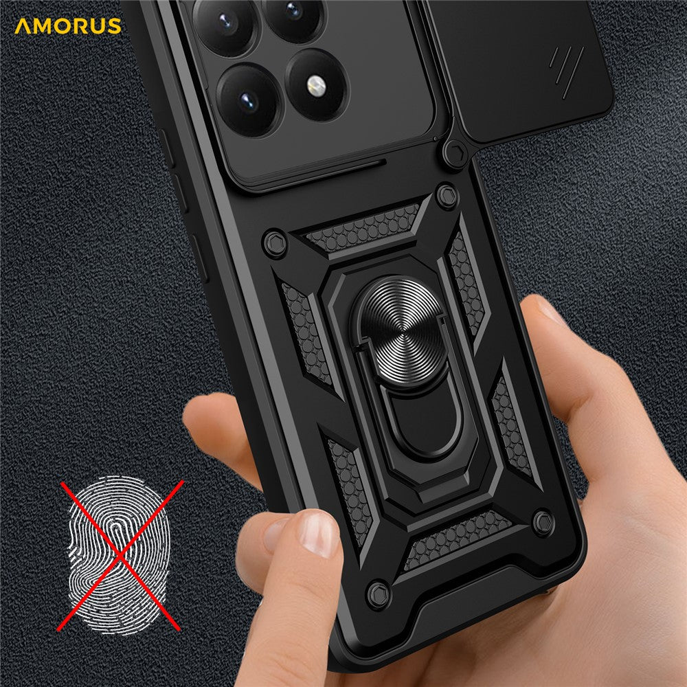 AMORUS For Xiaomi 15T Case Kickstand PC + TPU Phone Cover with Camera Lens Slider