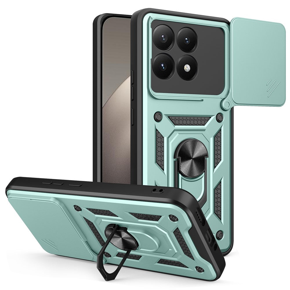 AMORUS For Xiaomi 15T Case Kickstand PC + TPU Phone Cover with Camera Lens Slider