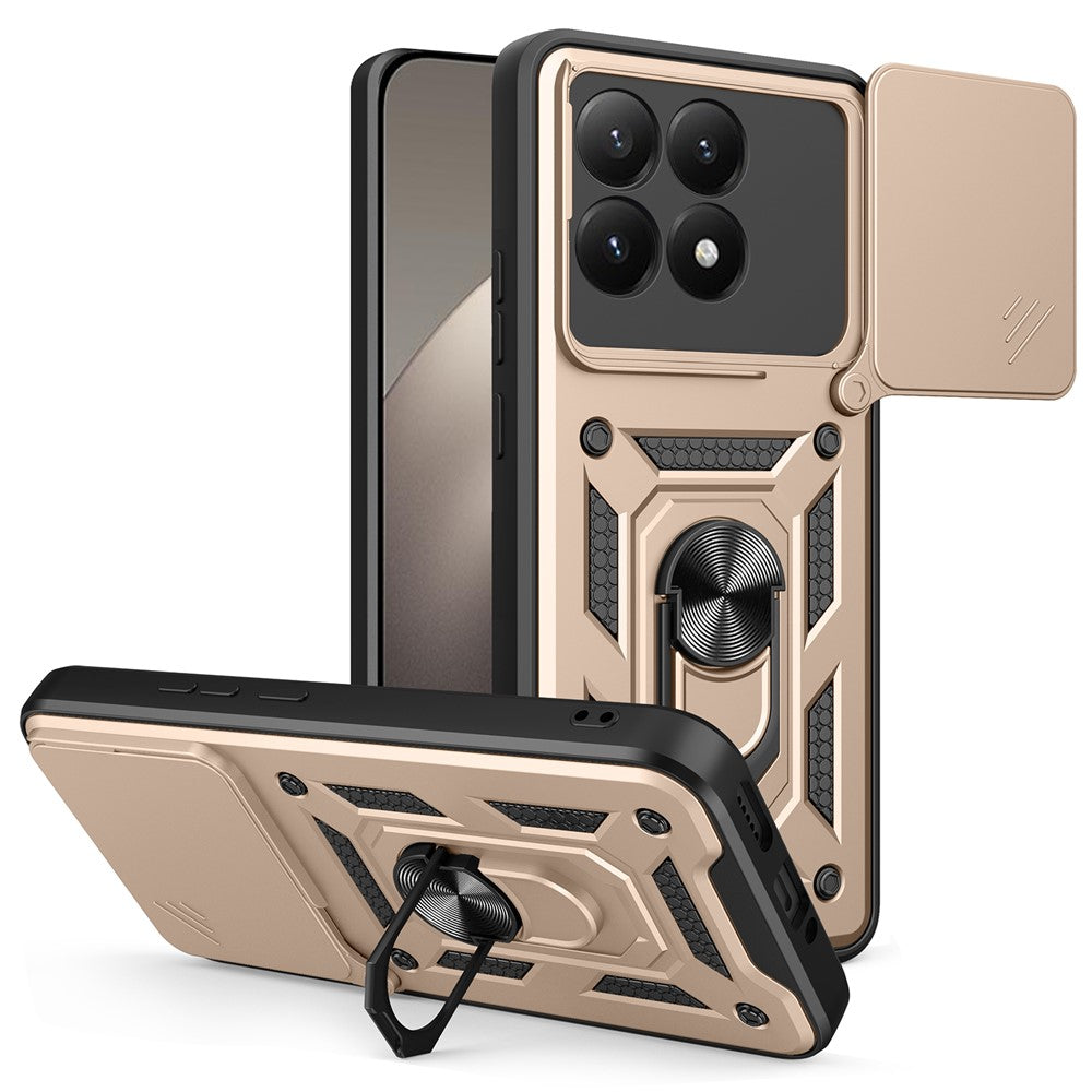 AMORUS For Xiaomi 15T Case Kickstand PC + TPU Phone Cover with Camera Lens Slider