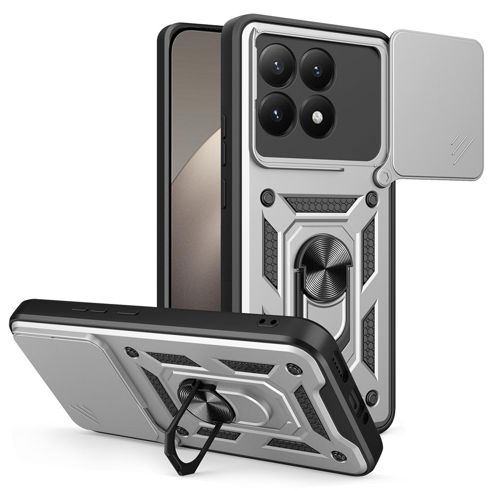 AMORUS For Xiaomi 15T Case Kickstand PC + TPU Phone Cover with Camera Lens Slider