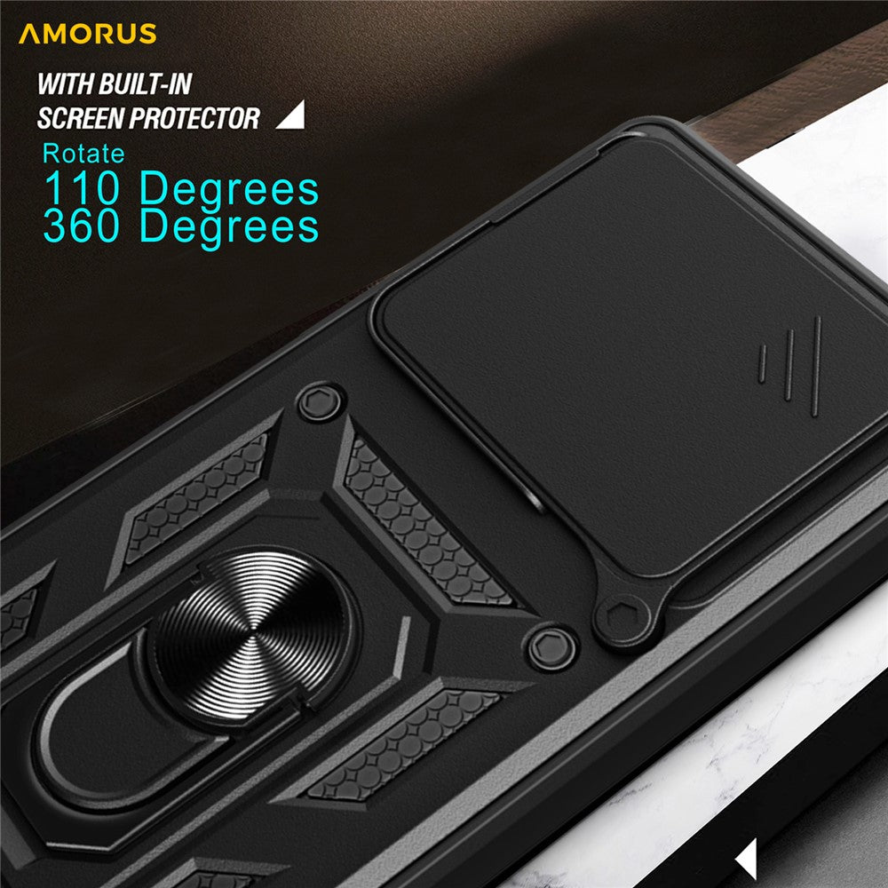 AMORUS For Xiaomi 15T Pro Case Kickstand PC + TPU Phone Cover with Camera Lens Slider
