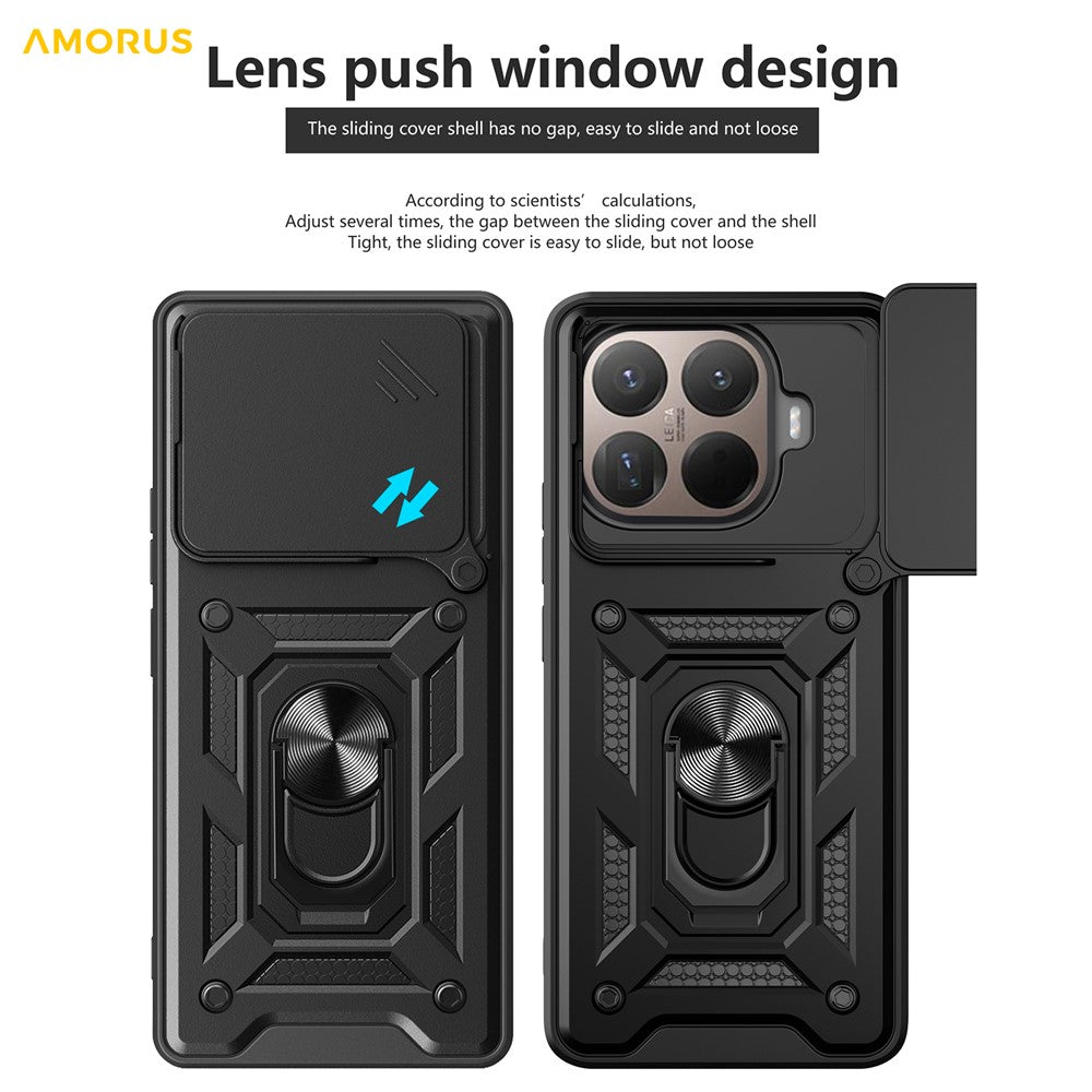 AMORUS For Xiaomi 15T Pro Case Kickstand PC + TPU Phone Cover with Camera Lens Slider
