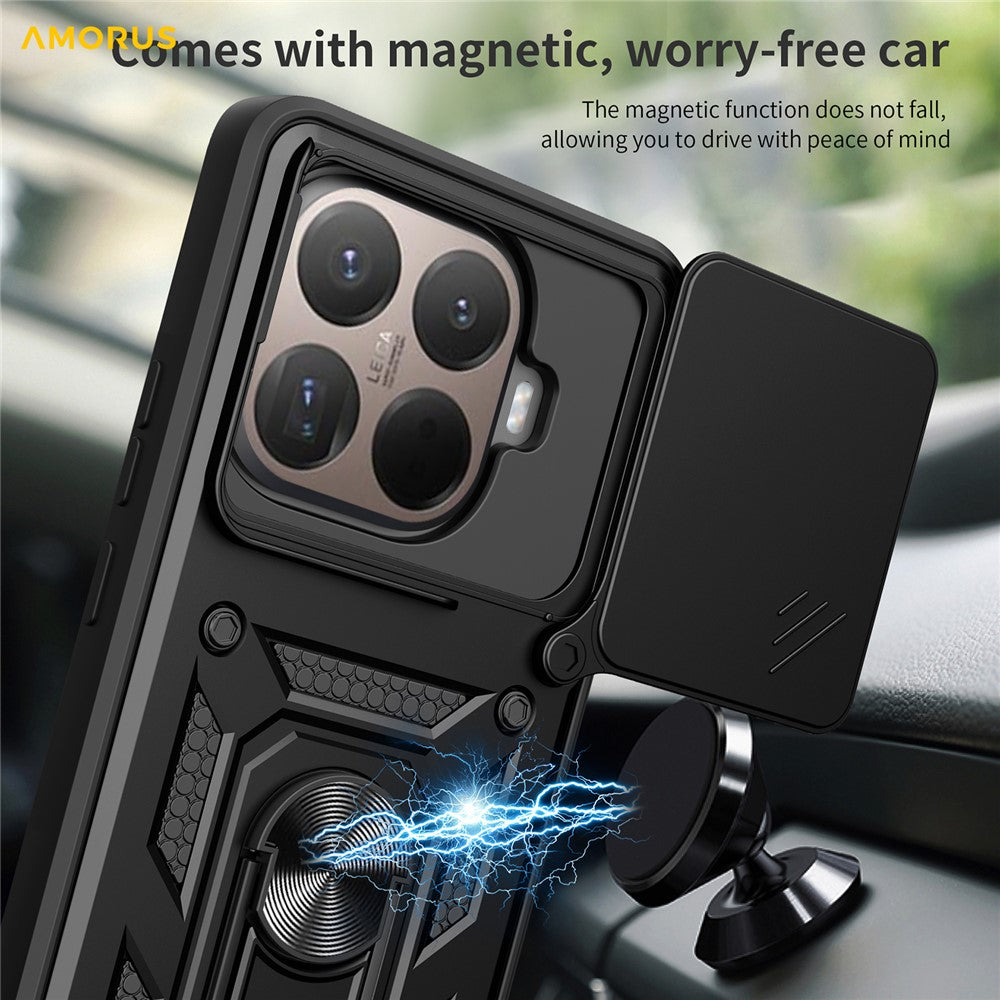 AMORUS For Xiaomi 15T Pro Case Kickstand PC + TPU Phone Cover with Camera Lens Slider