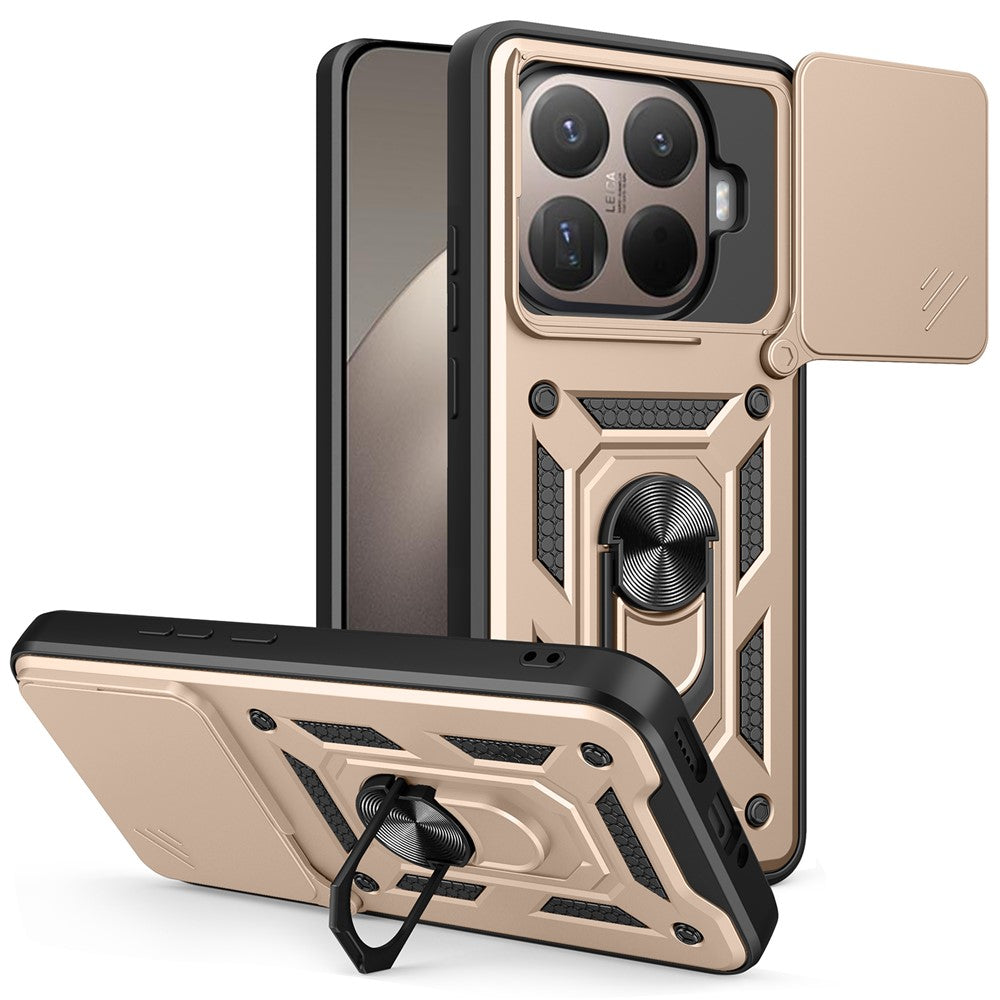 AMORUS For Xiaomi 15T Pro Case Kickstand PC + TPU Phone Cover with Camera Lens Slider