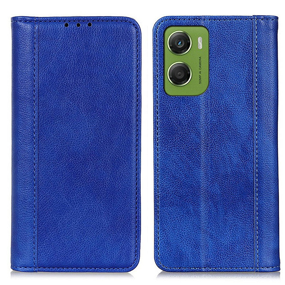 Funda tipo cartera para Motorola Moto G06 4G con soporte, de piel dividida con textura de lichi.