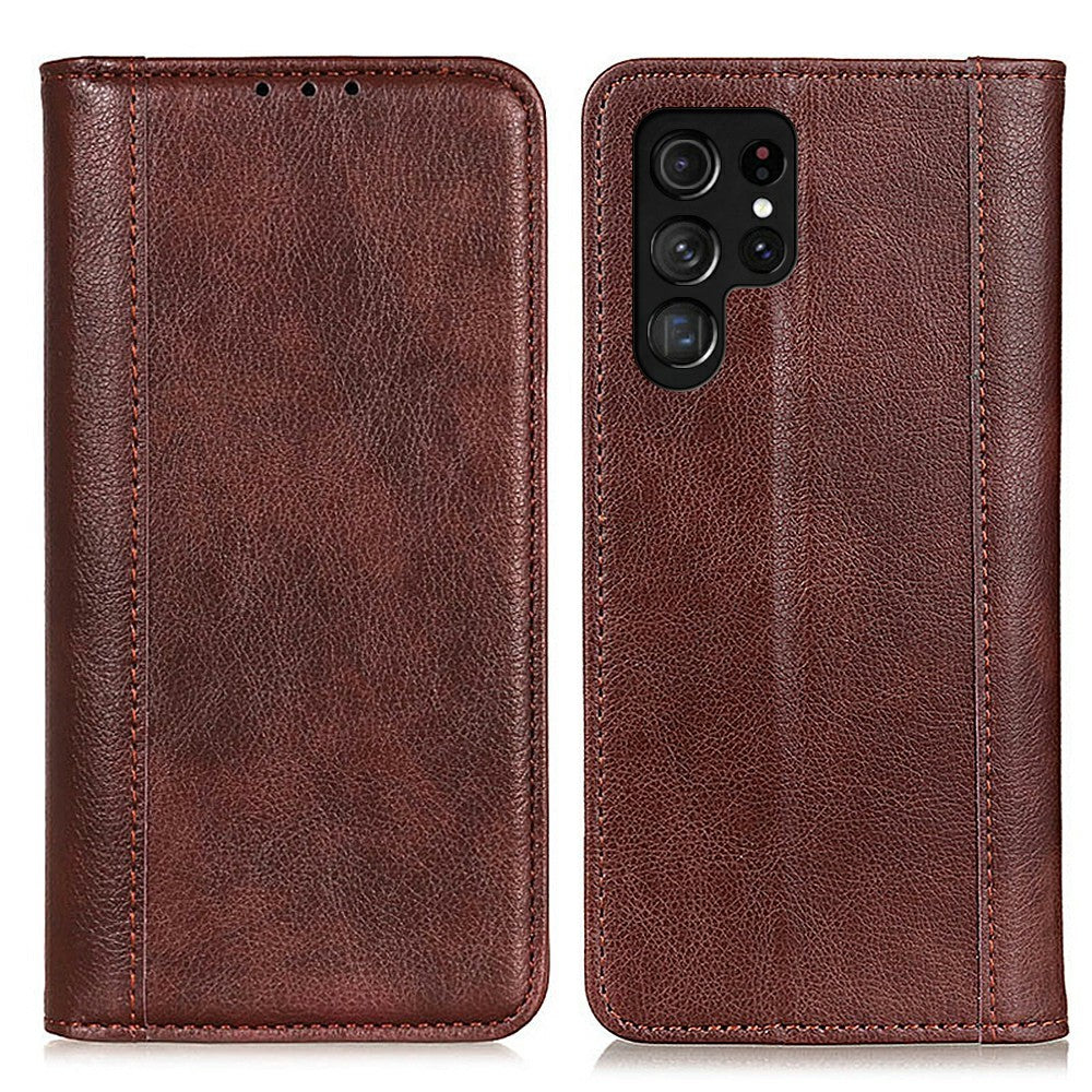 For Samsung Galaxy S26 Ultra Stand Case Split Leather Litchi Texture Wallet Phone Cover