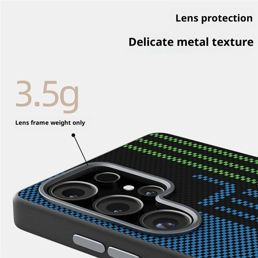 ABEEL For Samsung Galaxy S24 Ultra Case Compatible with MagSafe Printed PC TPU Aluminum Alloy Leather Phone Cover