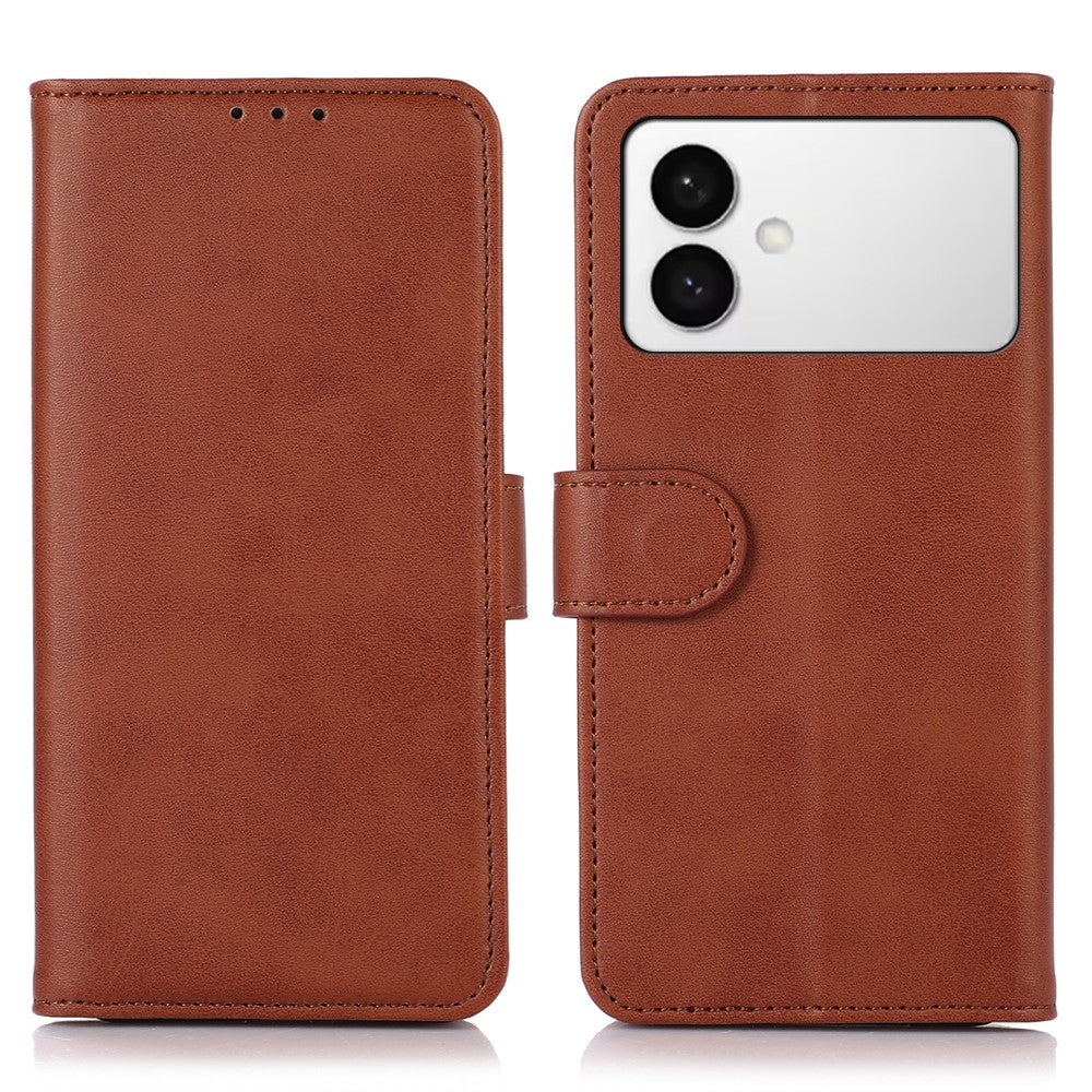 For Samsung Galaxy S26 Edge Case Cowhide Texture Leather Wallet Phone Cover with Stand