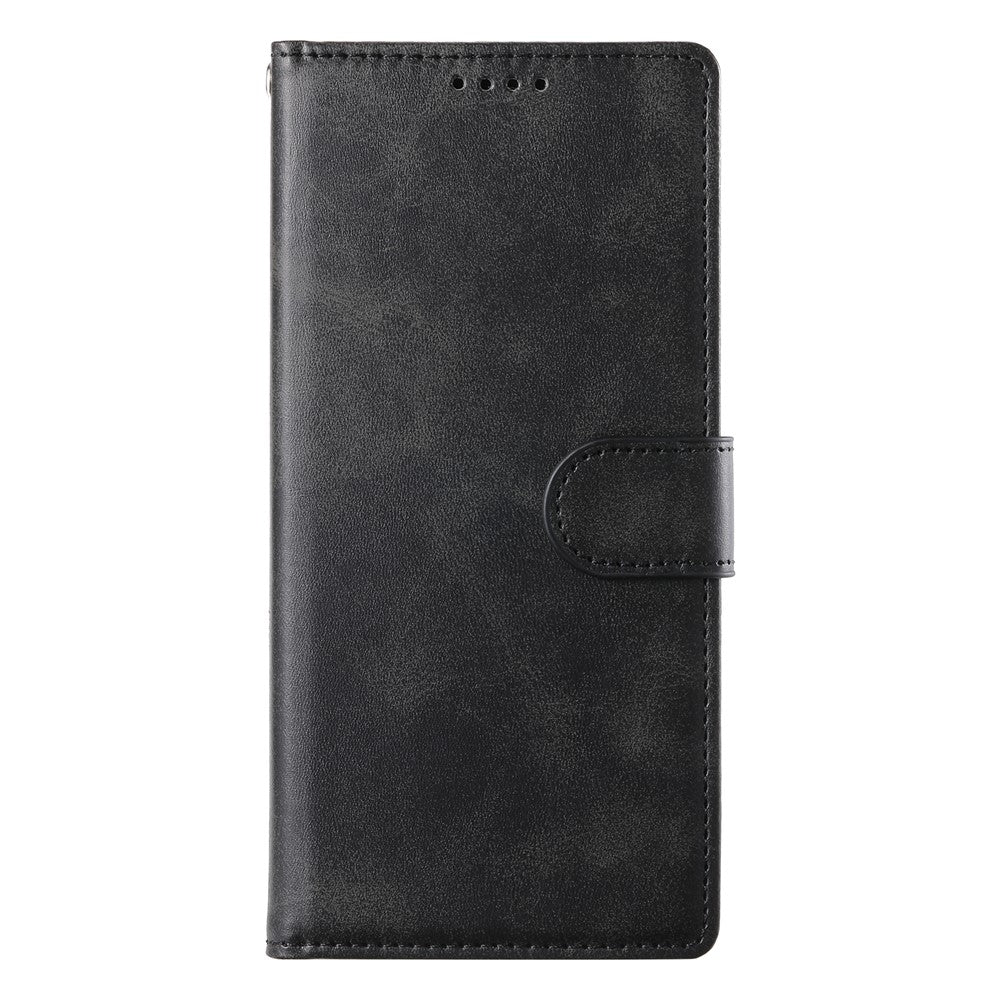 For iPhone 16 Case Stand Wallet Calf Texture PU Leather Flip Phone Cover with Wrist Strap