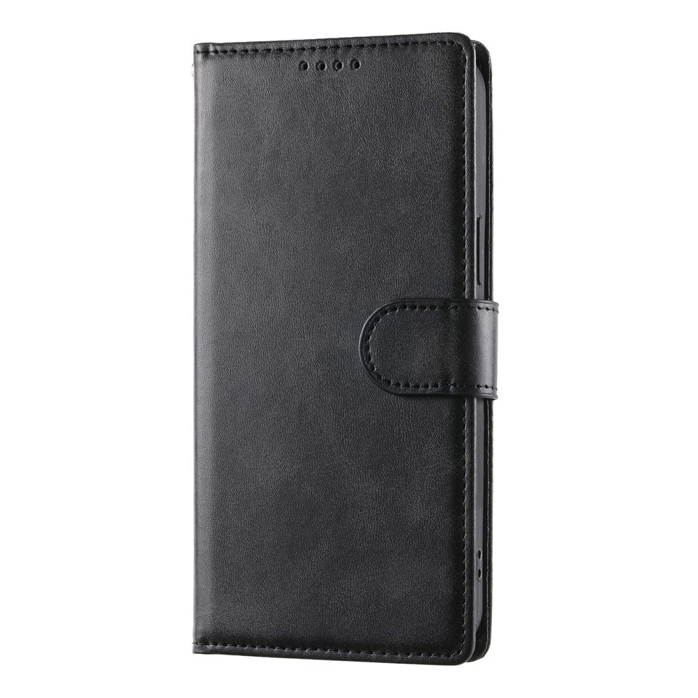For Samsung Galaxy S25 FE Case Stand Wallet Calf Texture PU Leather Flip Phone Cover with Wrist Strap