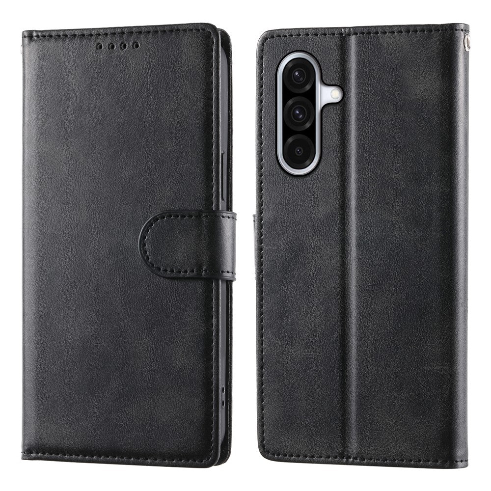 For Samsung Galaxy A36 5G Case Stand Wallet Calf Texture PU Leather Flip Phone Cover with Wrist Strap