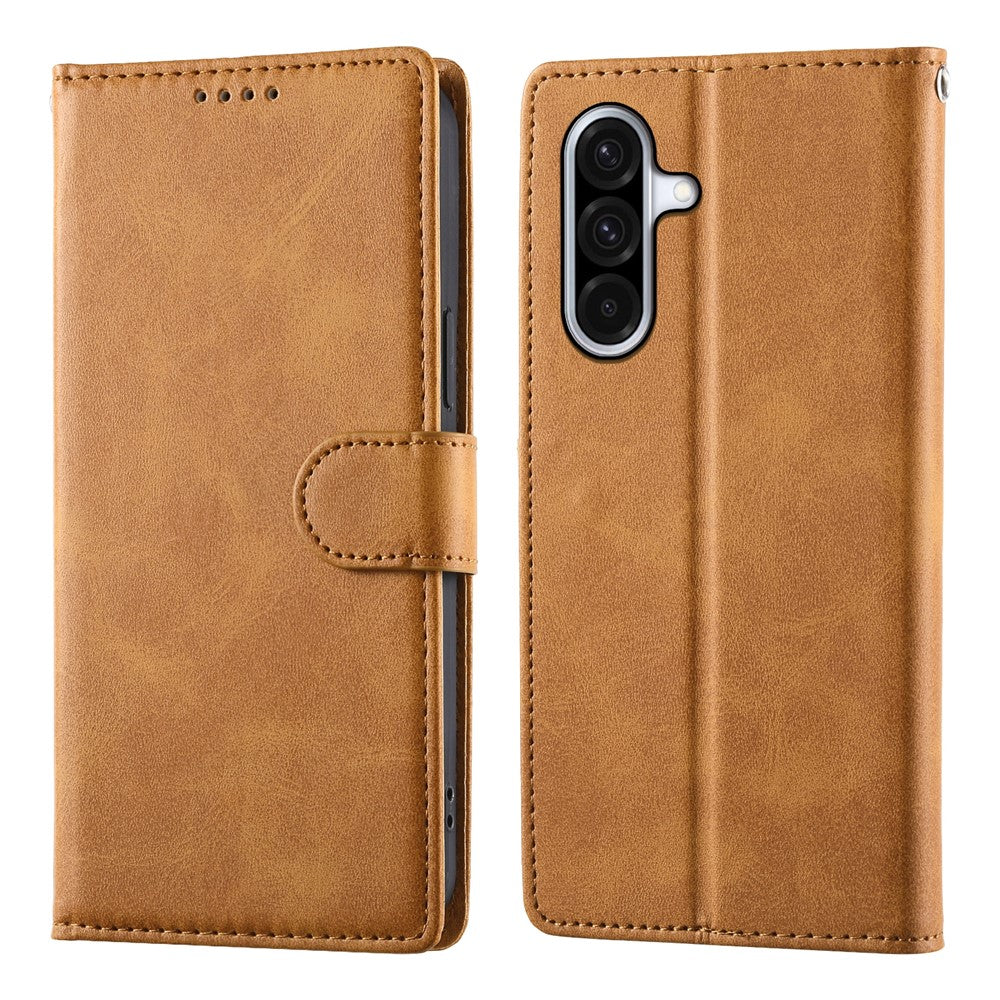 For Samsung Galaxy A36 5G Case Stand Wallet Calf Texture PU Leather Flip Phone Cover with Wrist Strap