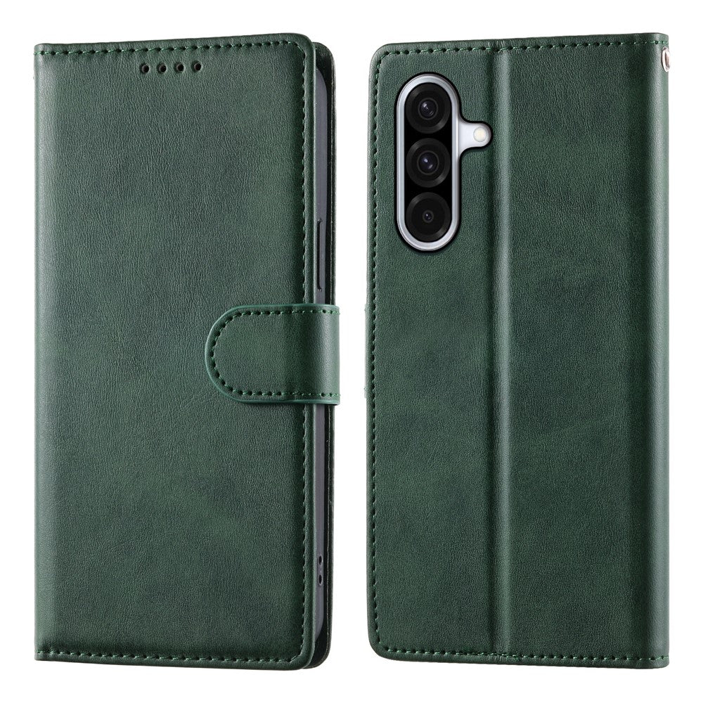 For Samsung Galaxy A36 5G Case Stand Wallet Calf Texture PU Leather Flip Phone Cover with Wrist Strap