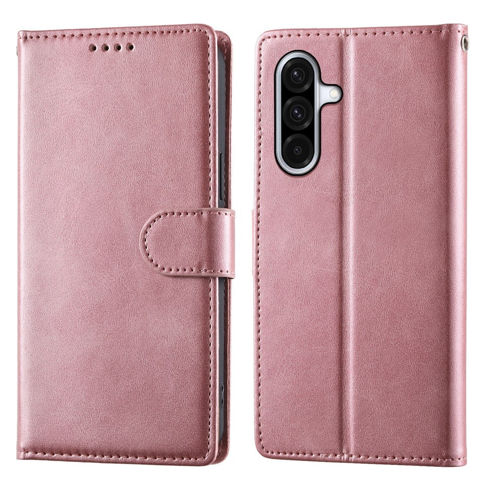 For Samsung Galaxy A36 5G Case Stand Wallet Calf Texture PU Leather Flip Phone Cover with Wrist Strap