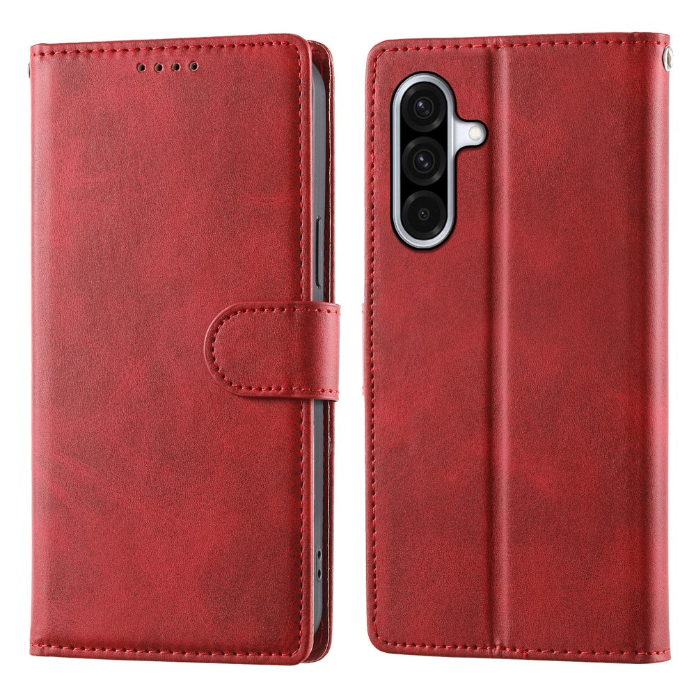 For Samsung Galaxy A36 5G Case Stand Wallet Calf Texture PU Leather Flip Phone Cover with Wrist Strap