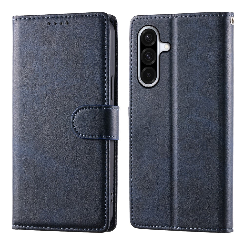For Samsung Galaxy A36 5G Case Stand Wallet Calf Texture PU Leather Flip Phone Cover with Wrist Strap
