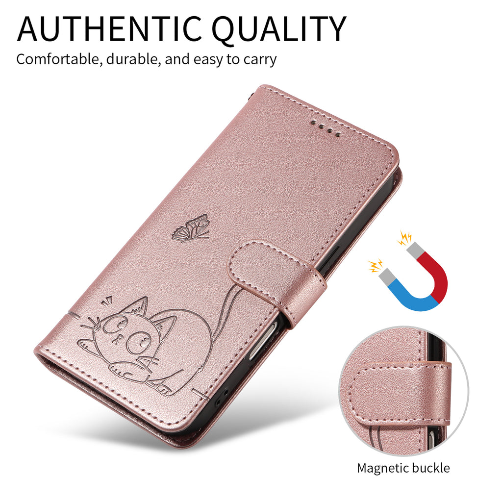 Étui en cuir à motif chat avec dragonne pour Honor X9d 5G / Honor X70 5G