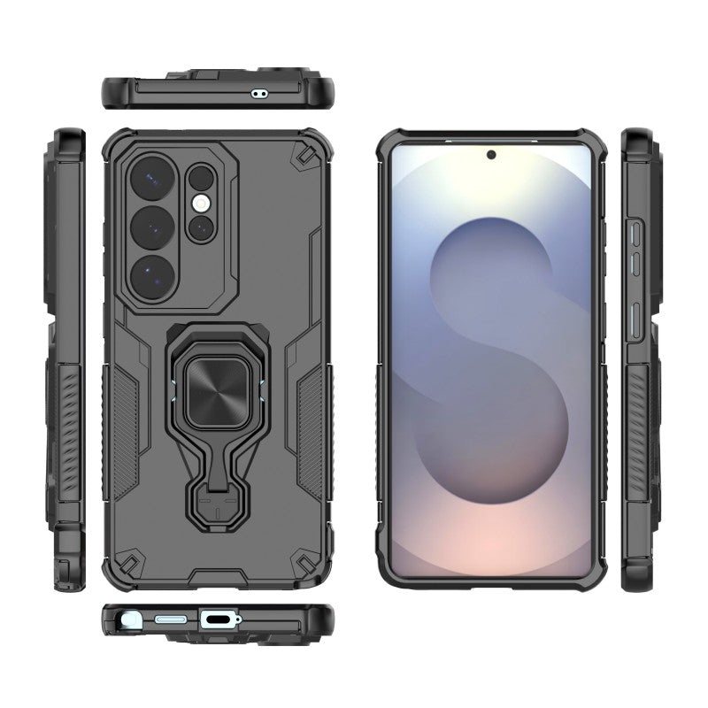 For Samsung Galaxy S26 Ultra Phone Case WANLONFENG PC TPU Back Cover Kickstand with Tempered Glass