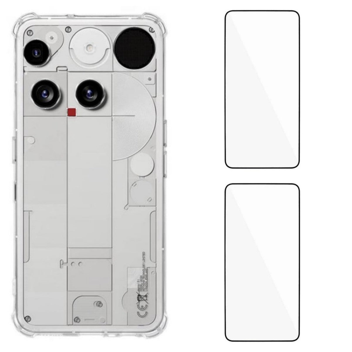 For Nothing Phone (3) 5G TPU Case WANLONFENG WL3 Series 1.5mm Phone Cover with 2Pcs Tempered Glass Films