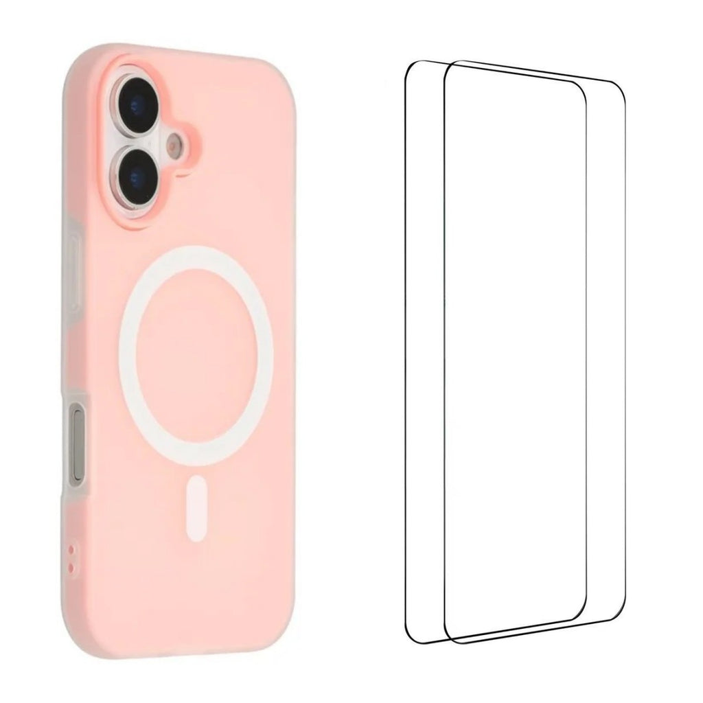 For iPhone 16 Magnetic Case WANLONFENG ML Series Matte PC TPU Phone Cover Large Cutouts with 2Pcs Screen Film