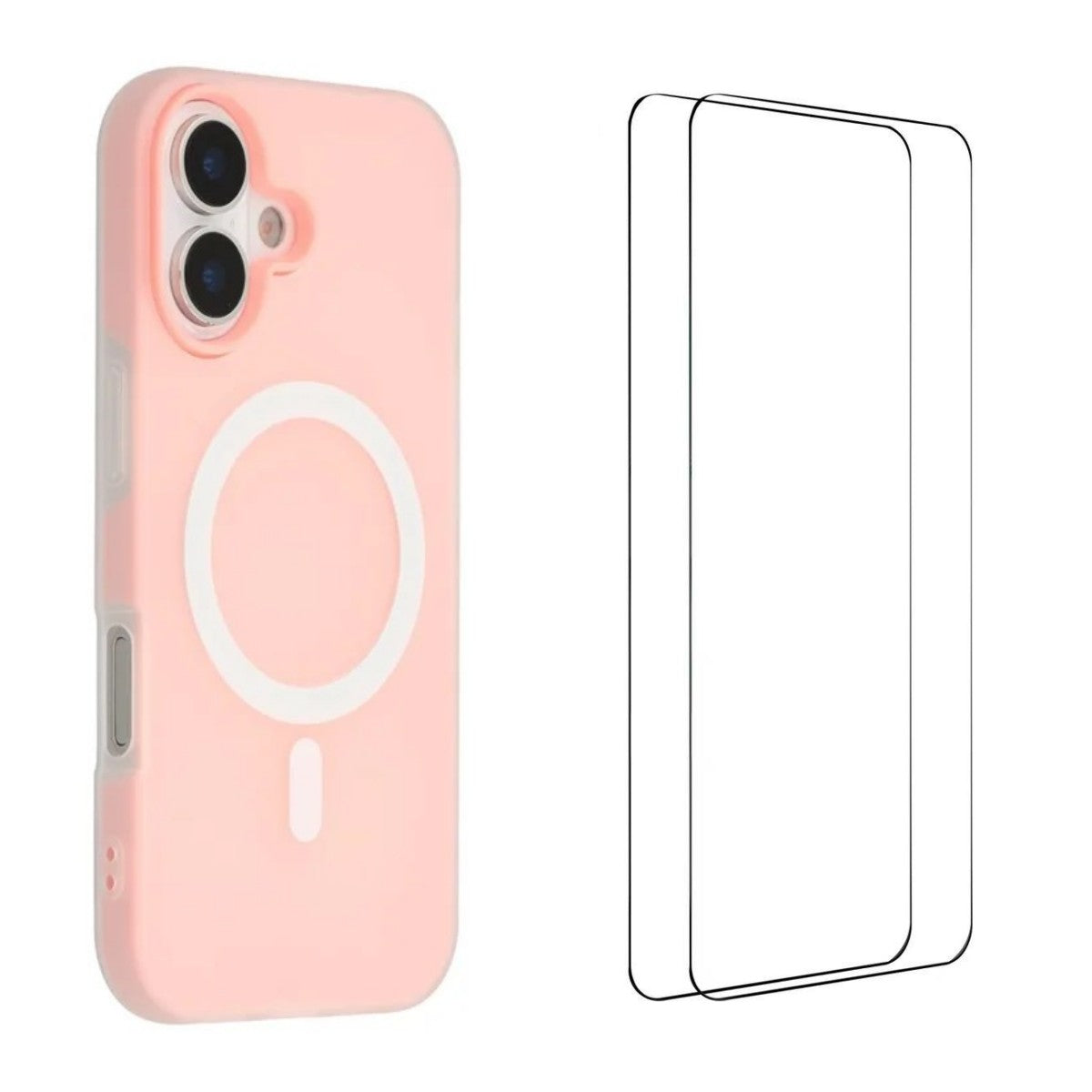 For iPhone 16 Magnetic Case WANLONFENG ML Series Matte PC TPU Phone Cover Large Cutouts with 2Pcs Screen Film