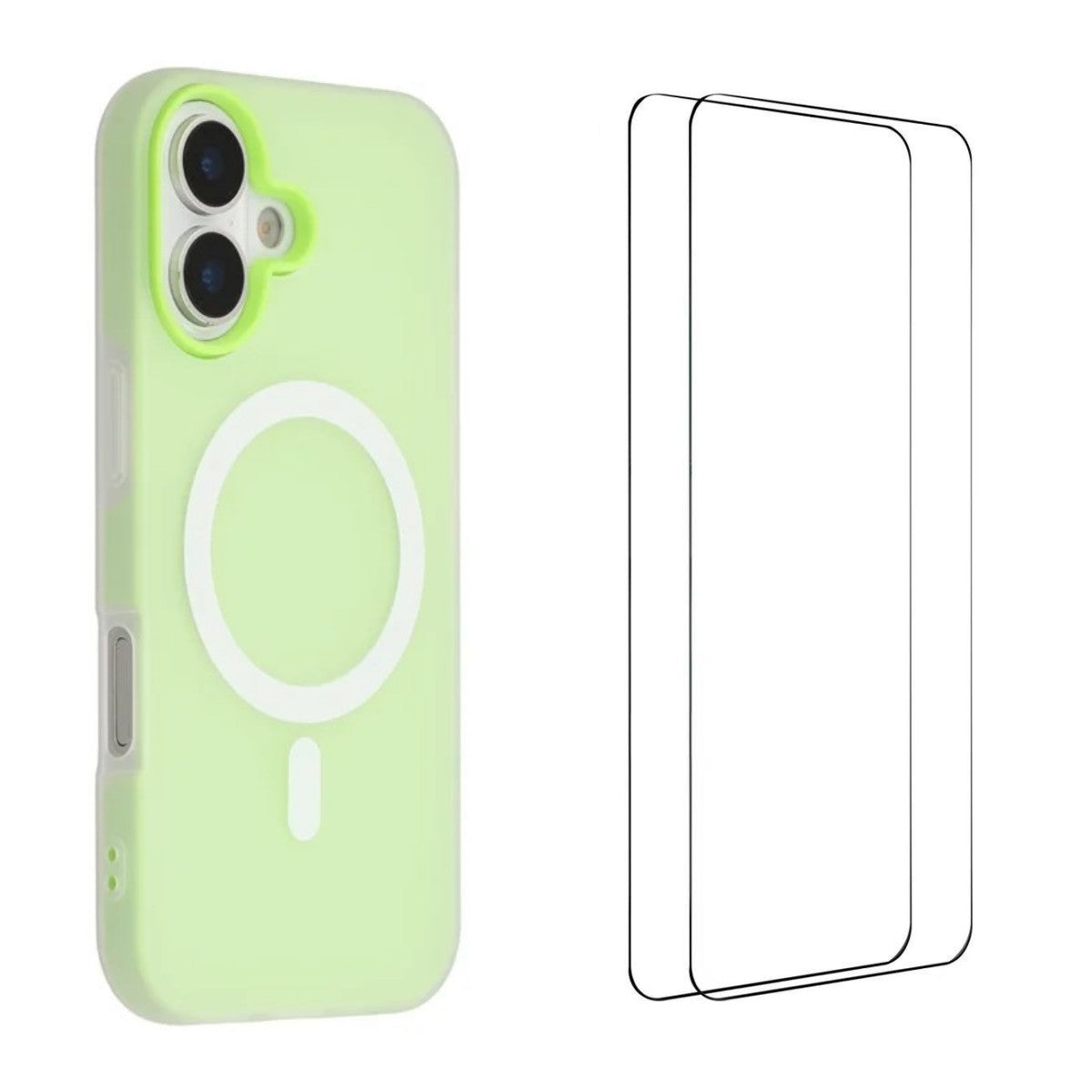 For iPhone 16 Magnetic Case WANLONFENG ML Series Matte PC TPU Phone Cover Large Cutouts with 2Pcs Screen Film