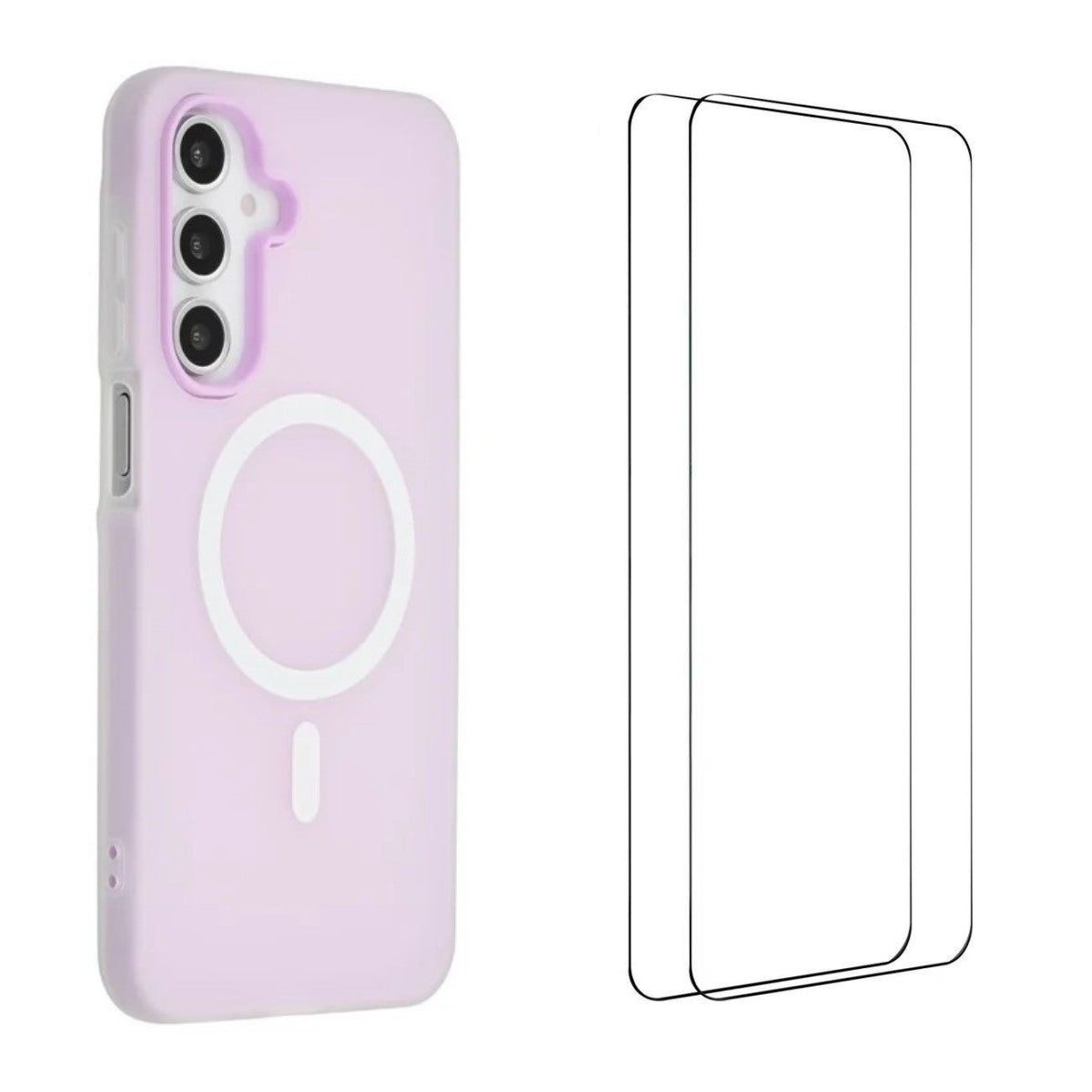 For Samsung Galaxy A55 5G Magnetic Case WANLONFENG ML Series Matte PC TPU Phone Cover Large Cutouts with 2Pcs Screen Film